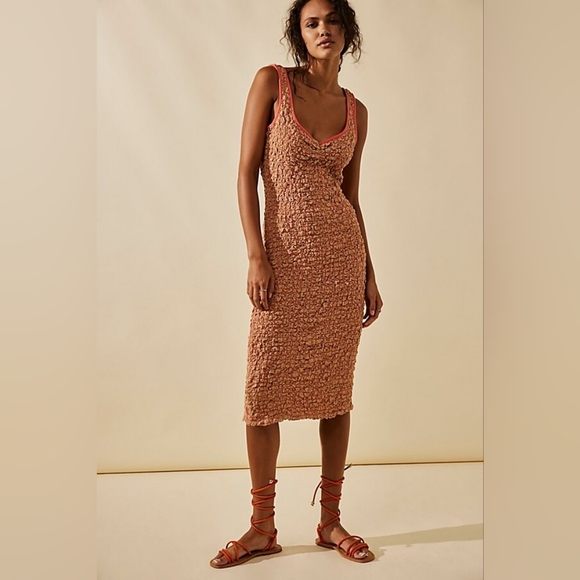 Free People Dresses & Skirts - COPY - Free People Women's Set The Bar Smocked Midi Bodycon Dress in Iced Coffe…